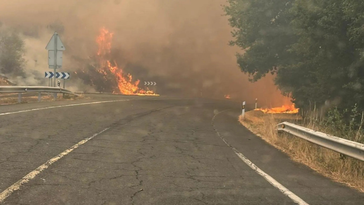 Trafico corte carretera incendio